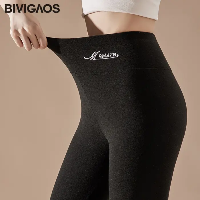 Leggings polaires sans couture BIVIGAOS pour femmes, leggings de ski, leggings d'hiver, leggings de sport, leggings de yoga, leggings noirs, leggings kaki, leggings violet rose, leggings gris