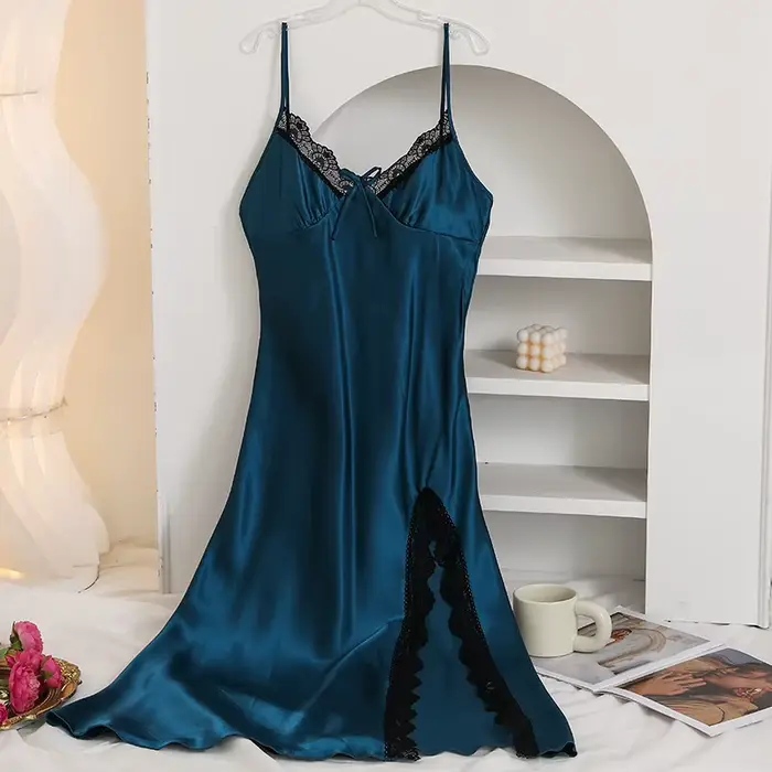Bílé noční prádlo Sexy dlouhé noční košile ženy saténové spodní prádlo letní nové domácí šaty ležérní oblečení Pijama Mujer Sexy noční košile