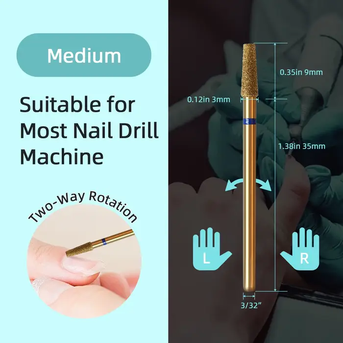 HYTOOS foret à ongles propre pour cuticules coniques de 3 mm, mèches à ongles en diamant russe en ti