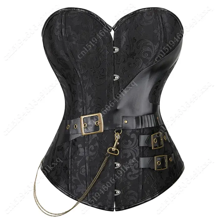 Vintage černý a hnědý gotický korzet pro ženy, plus velikost steampunk top, speciální příležitosti jako Halloween a Nový rok