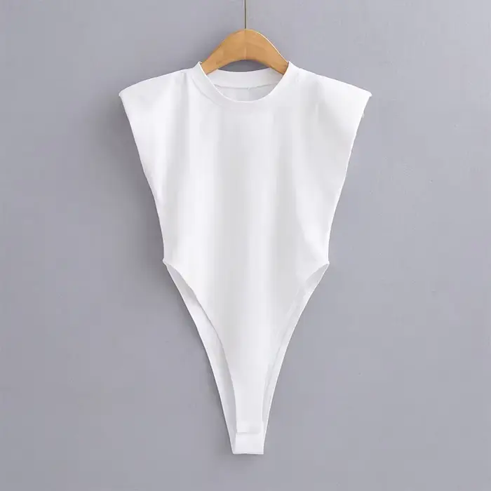 Sexy dámské letní jednodílné body s vycpávkami, černé, bez rukávů, bílé