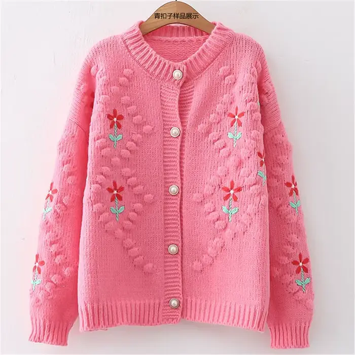 Pull Brodé Épais et Chaud en Tricot pour Femme, Cardigan en Y, Nouveau Design, Printemps-Automne