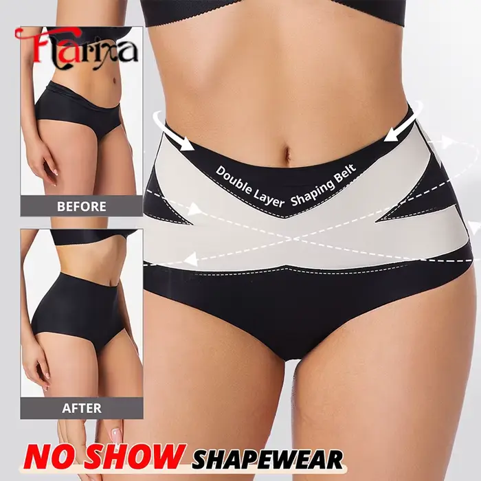 Flarixa ventre plat façonnant culotte croix corps Shaper taille haute femmes ventre contrôle slips noir hanche ascenseur Shapewear pas de spectacle