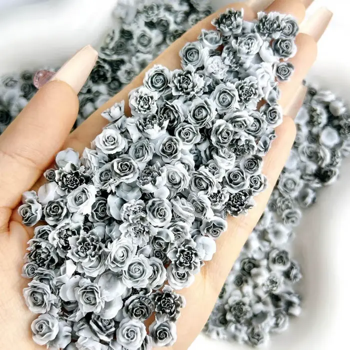 Breloques 3D en résine pour ongles, plusieurs couleurs, pivoine, rose, décoration, nail art, minimal