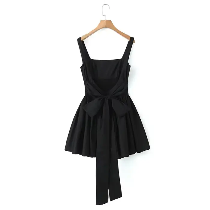 YENKYE 2023 femmes doux cravate nœud ceintures Sexy dos nu Robe taille épissé plissé balançoire fête