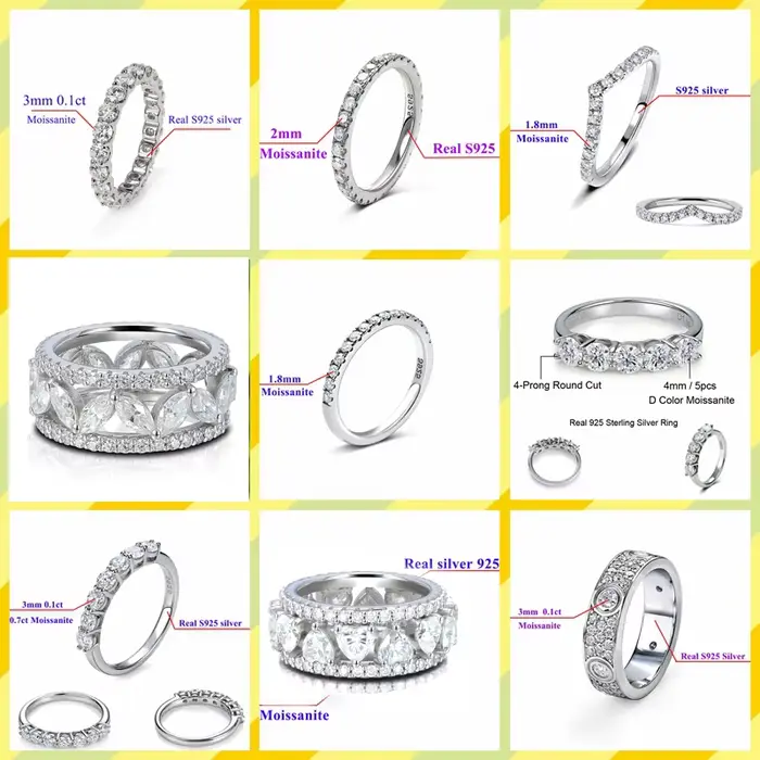 Bague éternelle ronde en moissanite D VVS de 3 mm ou 2 mm, en argent S925, bijoux pour femme, cadeau