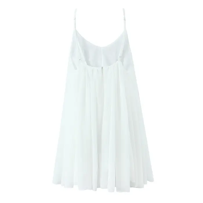 BO00-Robe courte à bretelles dos nu pour femmes, col rond, fermeture à glissière au dos, mini robes