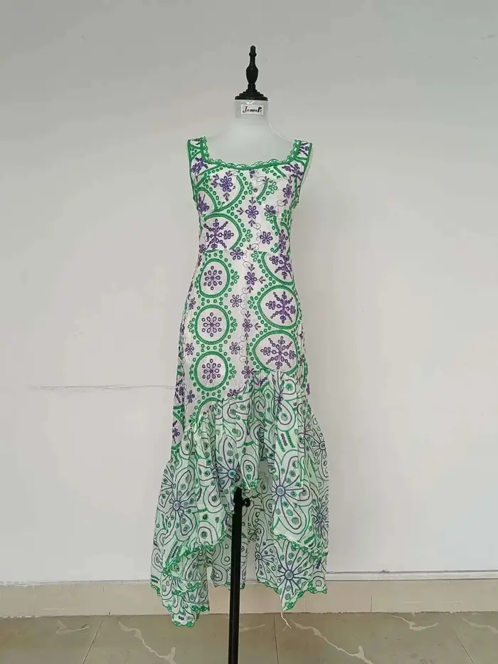 JAMERARY-Robe Midi en Coton Brodée pour Femme, Tenue de Bal de Forme Sirène, Longue, Soirée, Plage,