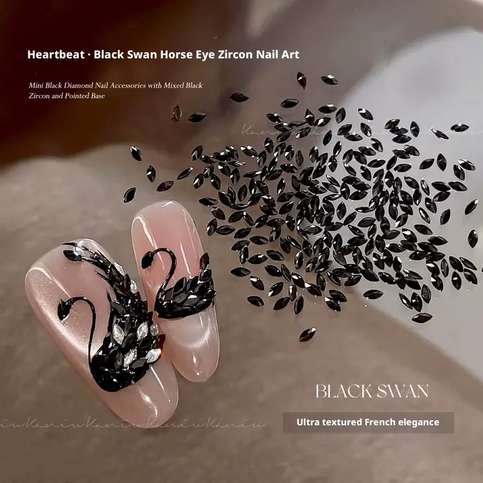 Kaniu Flash noir à dos plat Zircon Nail Art 5A Mini argent larme cygne strass matériel Kit