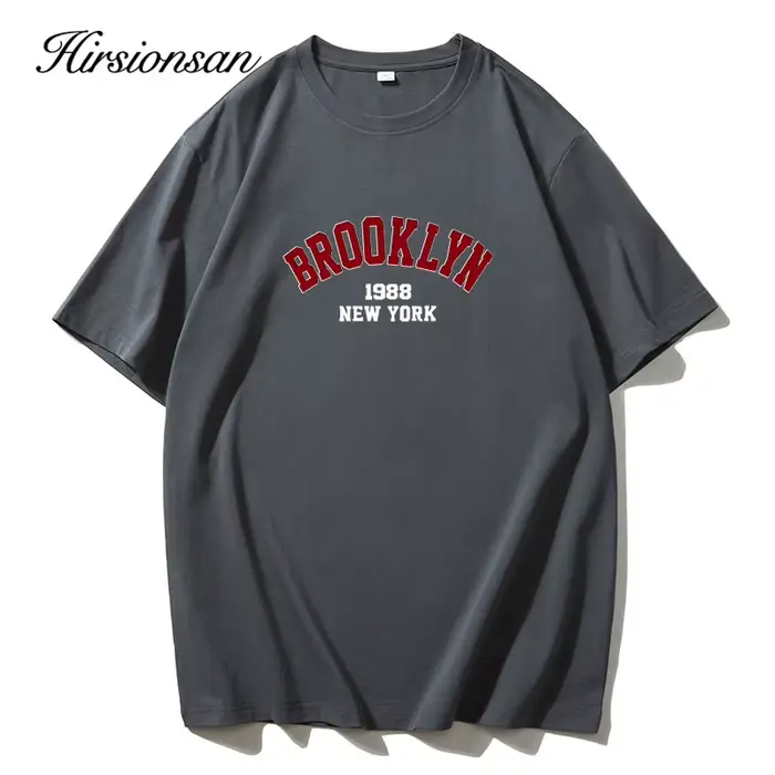 Hirsionsan-T-shirt imprimé lettre pour femme, 100% coton, style américain, t-shirts basiques, haut d