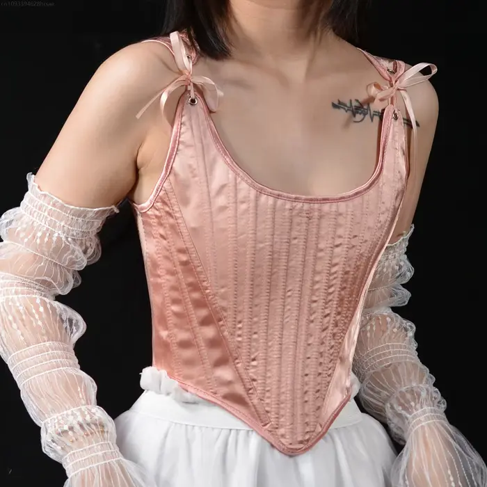 Haut corset renaissance élégant en polyester avec arc décoratif pour femmes pour diverses occasions de fête