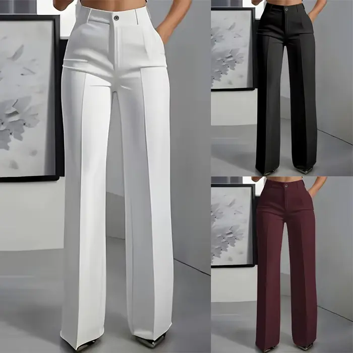 Pantalon de costume simple taille haute, drapé, coupe droite, transfrontalier européen et américain 