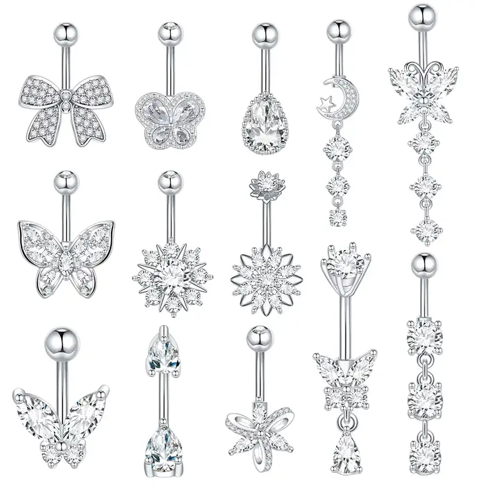 piercing pupku se zirkony měsíc motýl šperky elegantní moderní tělo pro ženy zvláštní příležitosti