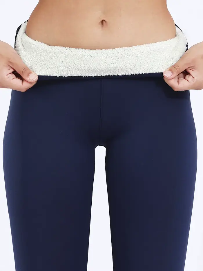 Velours hiver Leggins femmes couleur unie pantalon épais chaud velours taille haute couleur unie ext