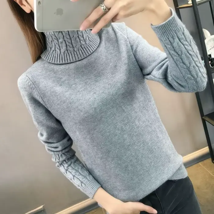 Pull à col roulé pour femme, pull en tricot à manches longues pour l'hiver, pull chaud pour femme, p