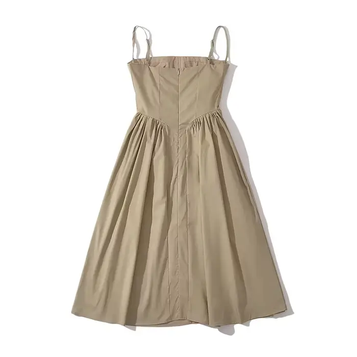 YENKYE-Robe mi-longue sexy pour femme, style corset, taille basse, épissée, froncée, plissée, balanç