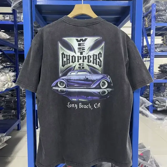 T-shirt imprimé Y2K vintage West Coast Choppers pour femme, en coton respirant, style motard rétro, 