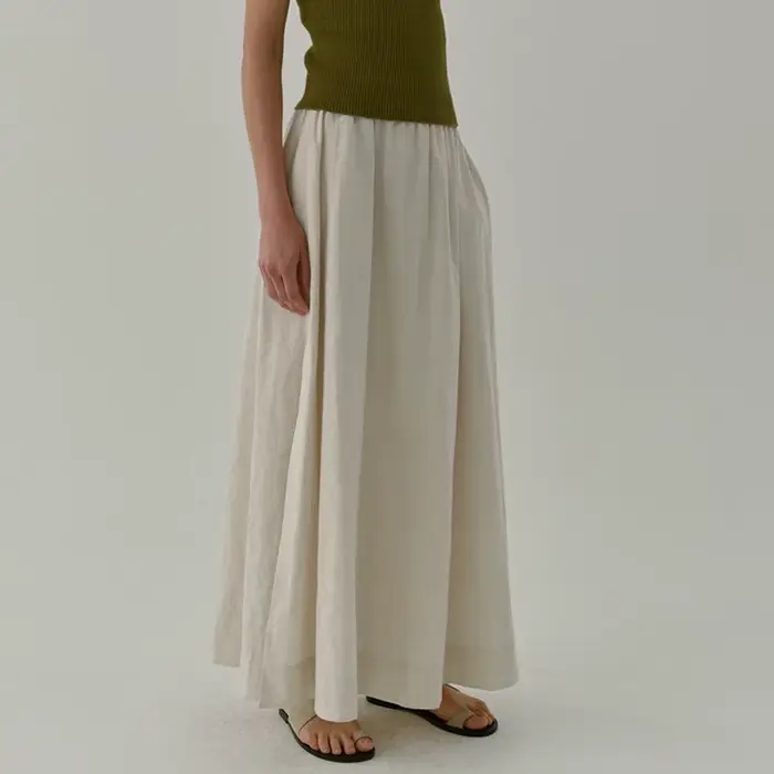 Jupe Chic en lin Vintage fendue sur le côté pour femmes, couleur unie, coton et lin, nouvelles jupes