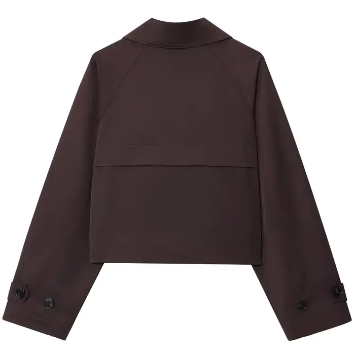 HXAO – Trench-Coat court marron chocolat pour femme, manteaux surdimensionnés à manches longues, ves
