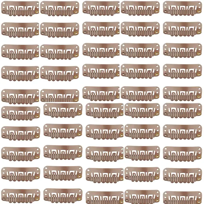 50 Clips pour trames de cheveux réels à clipser, Extensions de cheveux, perruque, pinces à cheveux