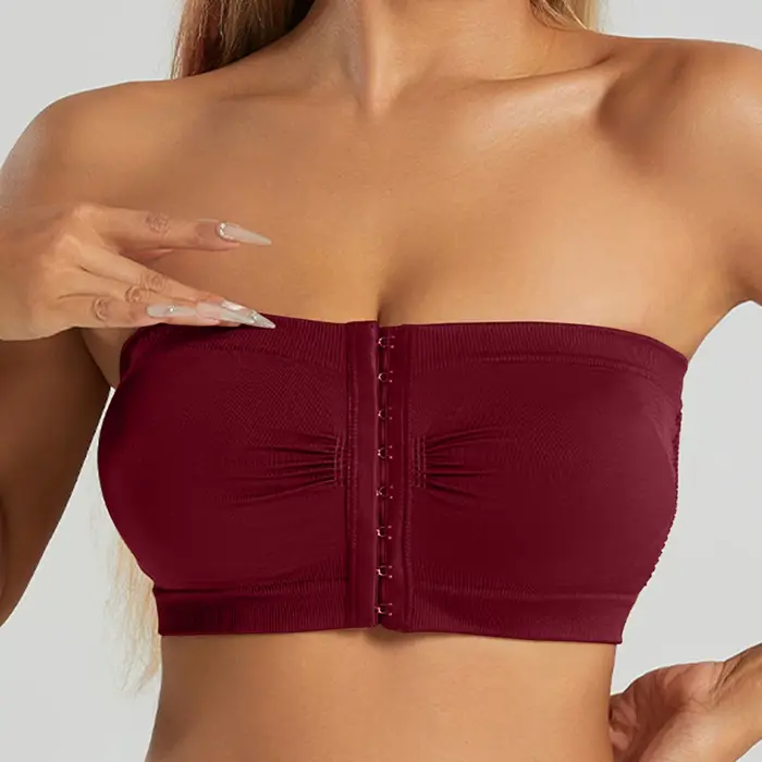 ZOMAXIUJEE bezešvá polyesterová podprsenka bez kostic pro ženy, přední design na zip, půl šálku, nepřekonatelné pohodlí, speciální a každodenní příležitosti