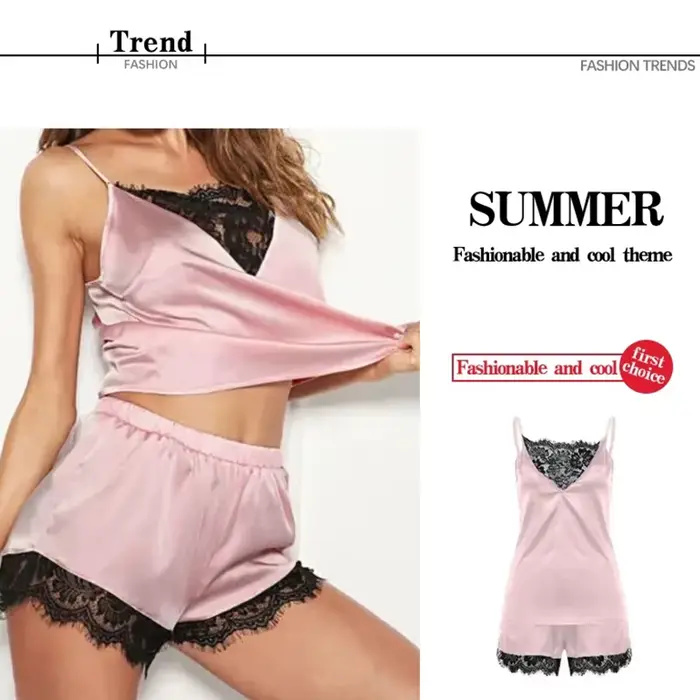 Dámské krajkové pyžama soupravy Pijama Mujer bez rukávů popruh Sexy noční prádlo spodní prádlo Set Krátké dámské noční prádlo