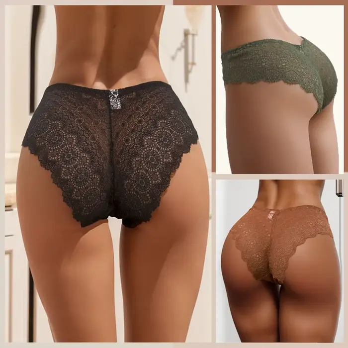 3dílná sada sexy dámské krajkové kalhotky