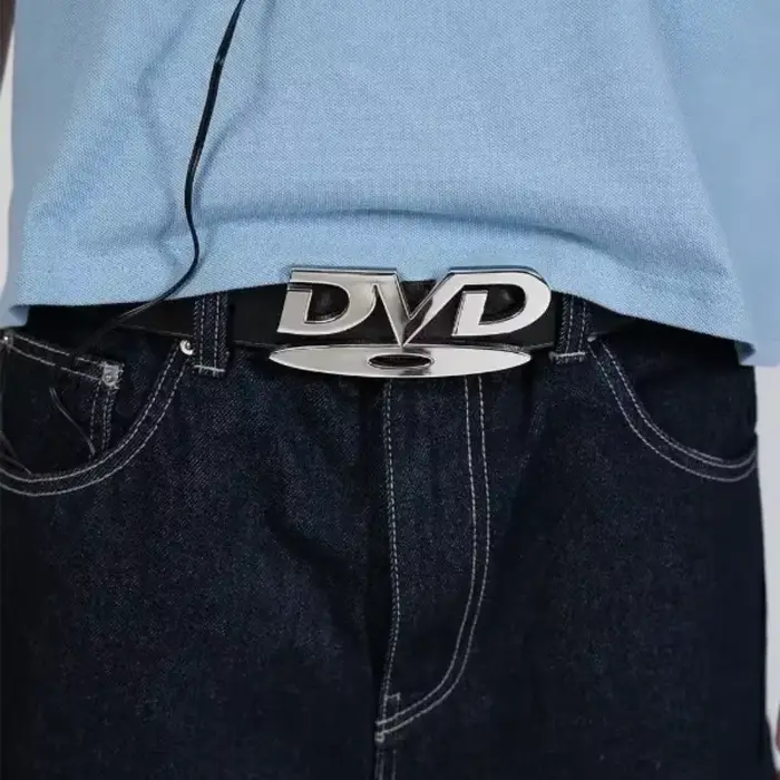 Ceinture à boucle DVD rétro Y2K 2026 pour femme, design tendance et original, accessoire polyvalent 