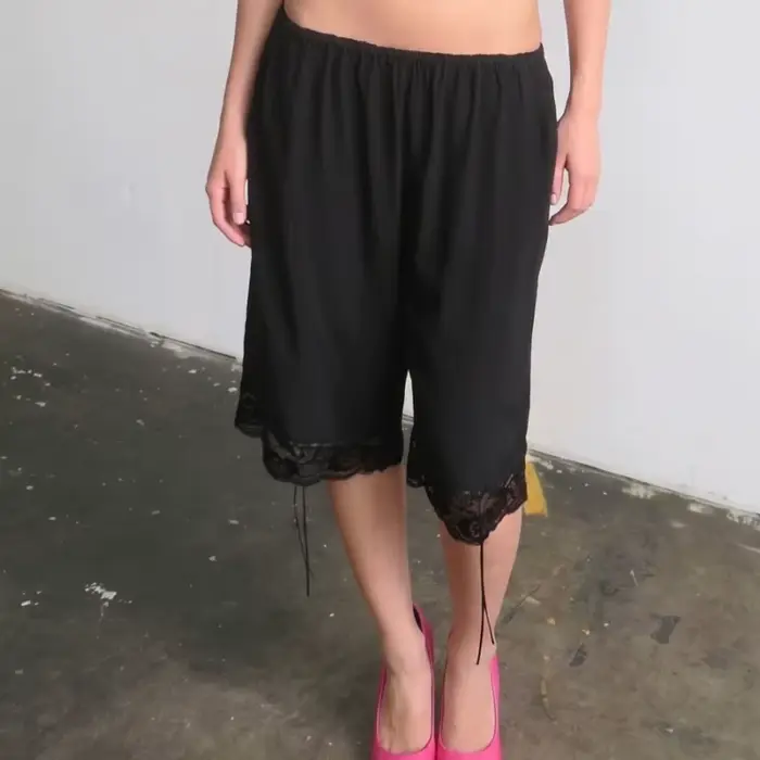 Culottes amples mi-mollet style Cottagecore vintage pour femme, avec dentelle Coquette, pantalon Capri taille élastique, vêtements de détente et de nuit