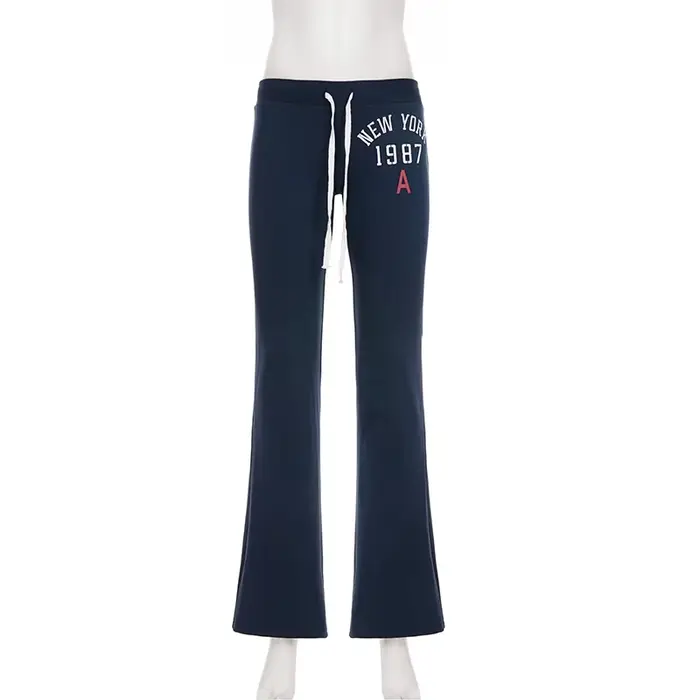 SUCHCUTE America Pantalon imprimé patchwork taille basse avec cordon de serrage, style streetwear Y2