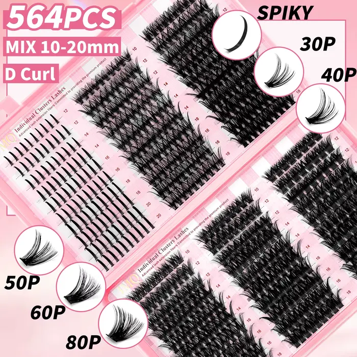 LAKANAKU gros moelleux bricolage Kit d'extension de cils D Curl naturel grappe cils avec grappes de