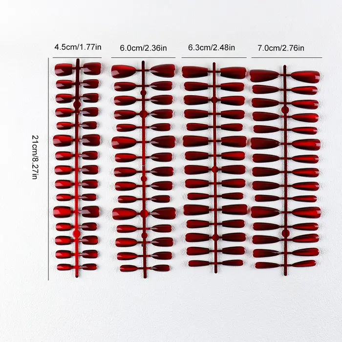 30 pièces aimant rouge oeil de chat faux ongles amande longue cercueil brillant faux ongles carrés f