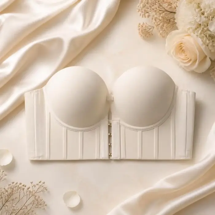 Soutien-gorge sans bretelles, dos en U, push-up, anti-affaissement, sans armatures, à effet push-up, décolleté en V profond, avec coussinets épais, pour mariage.