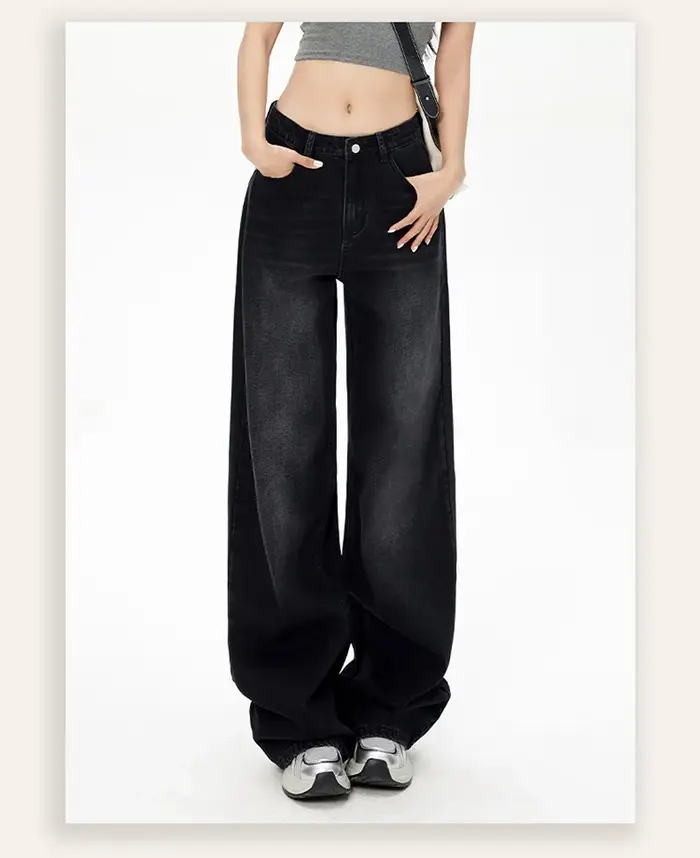 Lady RetroY2K Style taille haute jean pantalon femmes mode jambe droite Denim pantalon filles chaude