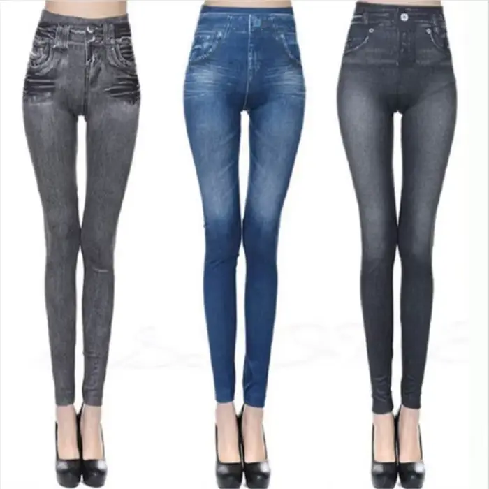 Leggings en Denim Ultra extensible taille haute pour femmes, coupe Slim, fesses levées, pantalons se