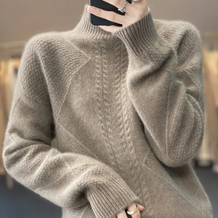 Pull à demi-col roulé pour femmes, pulls décontractés pour femmes, pulls épais pour documents, doux 
