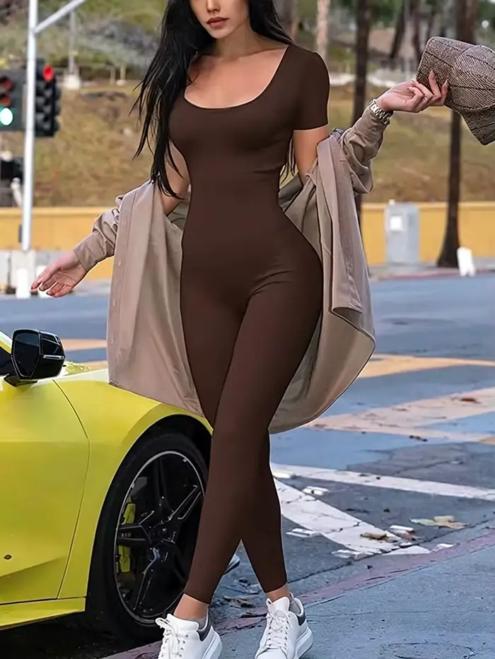 Dámské Krátký rukáv Romper, Jednobarevné, Štíhlý, Drum Con, Kombinézy, Sport, Fitness, Neformální, Aktivita, Streetwear, kombinézy
