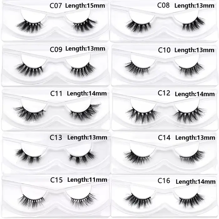 Articles en vrac 10/30/60/100 paires demi-cils de vison naturel longs moelleux vaporeux demi-cils Ex