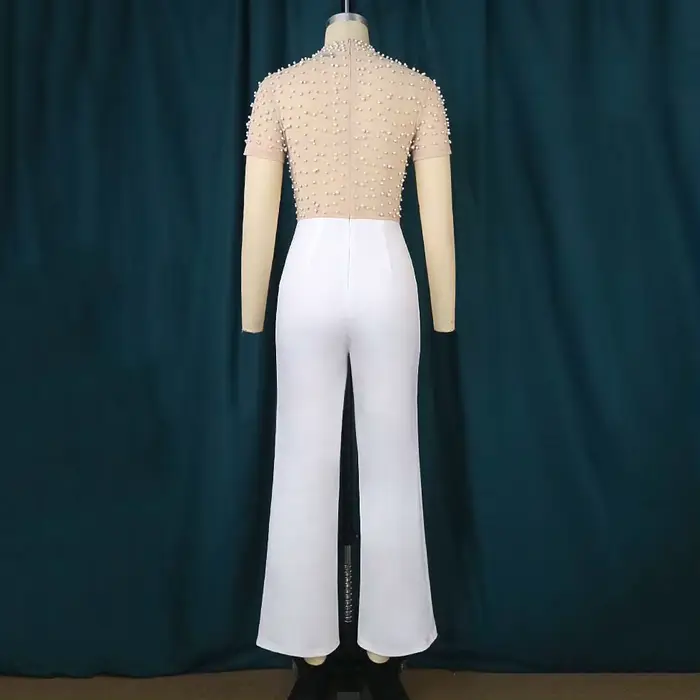 Combinaisons et barboteuses élégantes pour femmes O Nec, manches courtes, perles, taille haute, luxe