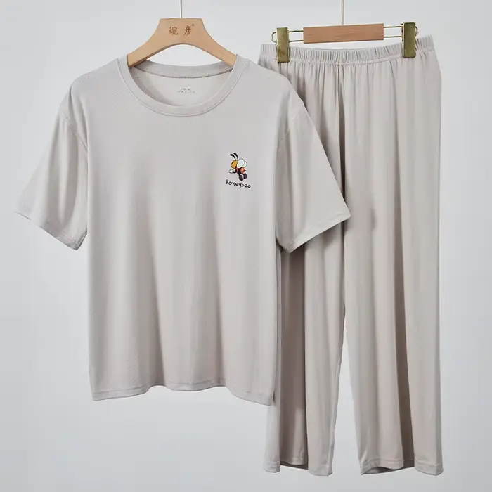 Pyjama Femme Nouvelle Collection Grande Taille en Modal, Ensemble Décontracté à Manches Courtes et P