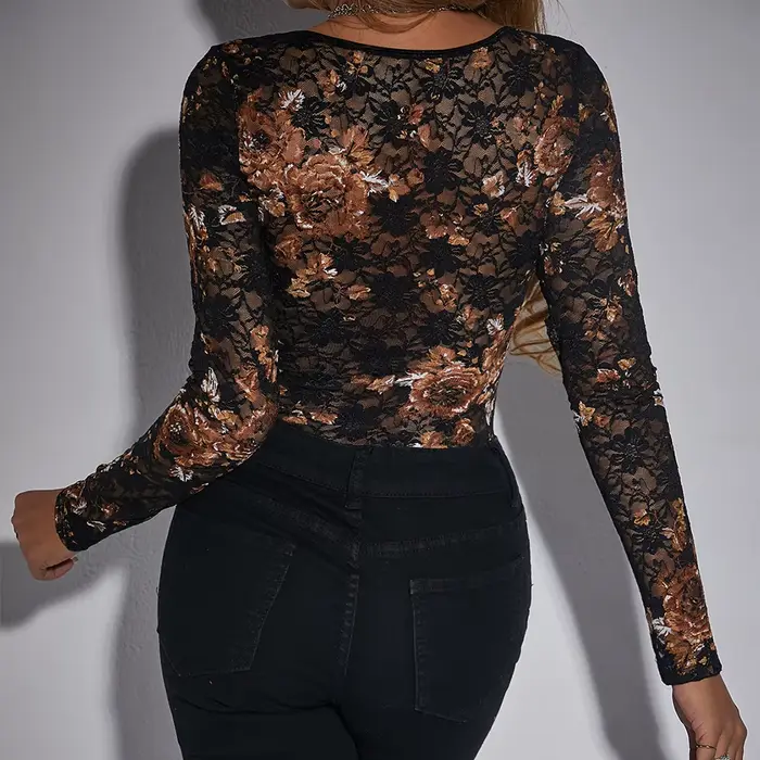 body zelená krajka čtvercový límec pro ženy, sexy spodní prádlo, těsný, dlouhé rukávy, kombinace žabky, ročník, elegantní, štíhlý, noční klub