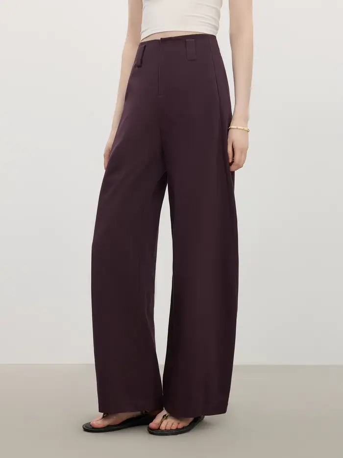 FSLE pantalon large décontracté pour femmes 2025 été nouveauté Design violet foncé Chic pantalon 25F