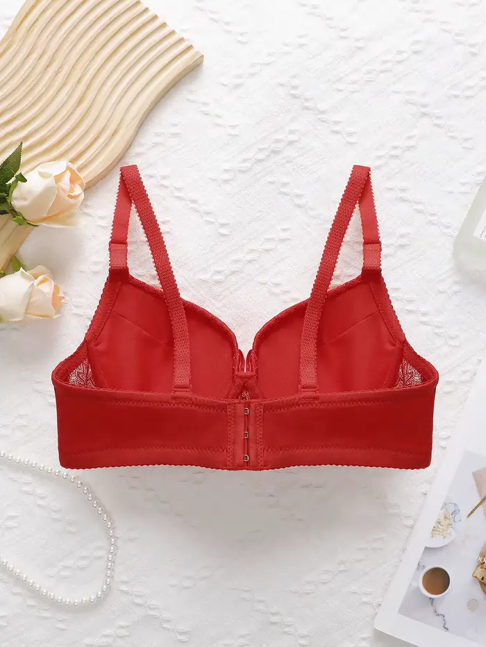 kostice Dámská krajková podprsenka, sexy push-up podprsenka s odpovídajícími kalhotkami, každodenní pohodlné spodní prádlo, barva jednobarevný, velikost S-XL D176
