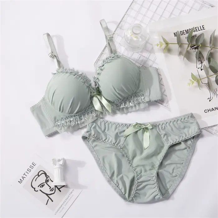 Ensemble de soutien-gorge en dentelle pour fille, sous-vêtements Sexy, brassière pour femmes, Lingerie douce et mignonne, ensemble de sous-vêtements doux et respirants, slip de soutien-gorge Sexy