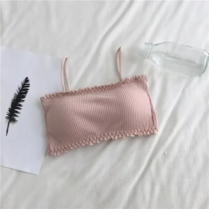 Soutien-gorge en coton pour femmes, haut tubulaire, sous-vêtements à bretelles, beau débardeur, sans