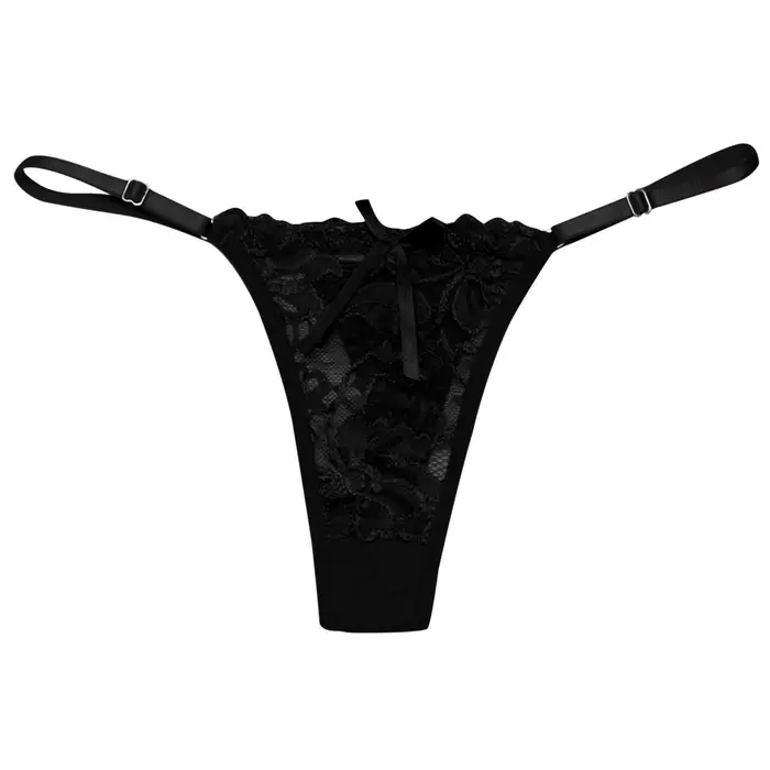 Dámské sexy krajkové kalhotky s výšivkou, průhledné prodyšné tanga s mašlí