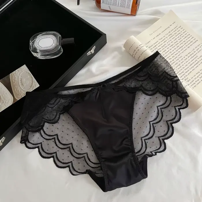 Culottes pour femmes, sexy, en dentelle, motif jacquard, sous-vêtements taille basse, confortables, 