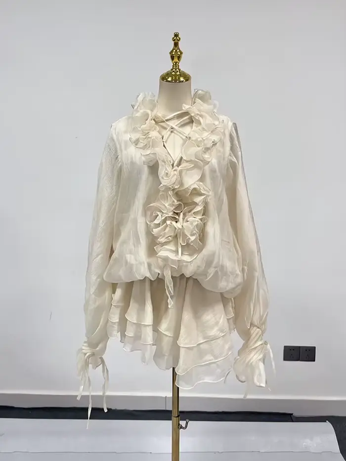 TWOTWINSTYLE – robe ample à fleurs 3D pour femmes, couleur unie, col en V, manches longues, Patchwor