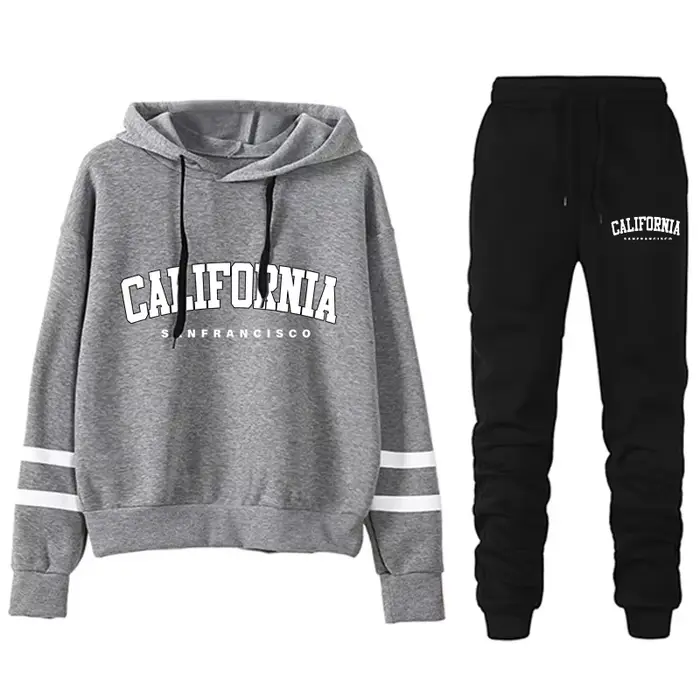 California Womens Survêtement Casual Stripe Polyvalent Sweat à capuche ou pantalon ou costume Simpli