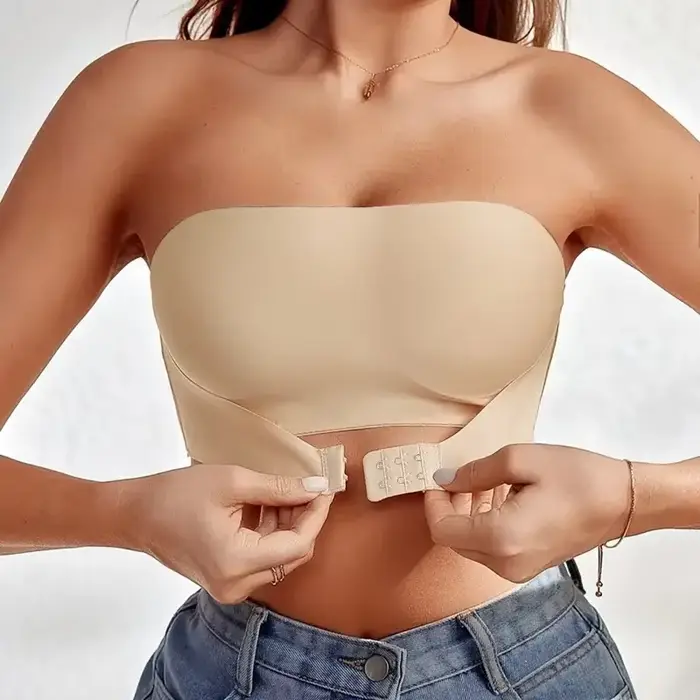 Soutien-gorge sans armatures pour femmes fermeture avant polyester antislip confort quotidien sans couture léger moule fin non tissé